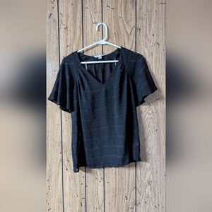 Counterparts See-Through Flutter Sleeve Top